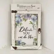Windows Of The Soul Bird Plaque Blue Flowers Believe You Can Do This Ganz New