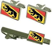 [Select Gifts] Bern City Switzerland Flag Cufflinks Tie Clip Box Gift Set