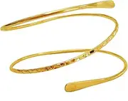 [OCTCHOCO] Minimalist Gold Metal Coil Upper Arm Cuff Open Arm Bracelet Armlet Armband Bangle for Women