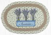 2 PC Braided Jute Oval Stenciled Placemat/Trivet/Swatch. Earth Rugs. LAVENDER.