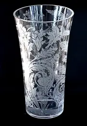 CHRISTOFLE MARLY CRYSTAL VASE Etched - Large Size - 11 1/2" Tall NEW
