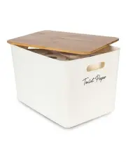 [Little Label Co] Storage Container with Bamboo Lid Jumbo in White
