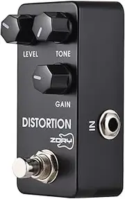 ZORY Guitar Disto on Effects Pedal Level/Tone/GAIN DC 9V 6.35mm Input/Output face Al num Alloy Electric Guitar Disto on Effector with True Bypass Black One Size
