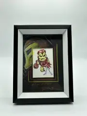 Iron Man, matted mini art print with sketch by RAK With Frame Robert A Kraus