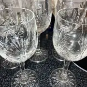 Crystal Vintage Cut Glass Wine Glasses. Set Of 6. 6-1/2” Tall