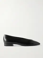 [Loro Piana] Loro Piana - Rebecca Leather Point-toe Flats - Black - IT36 IT 36 Black