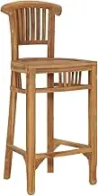 vidaXL Teak Wood Bar Stool - Classic Scandinavian Style - Solid, Weather Resistant, Smooth Sanded - Indoor/Outdoor Chair with Backrest and Footrest - Easy Assembly - Brown