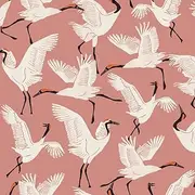 Tempaper x Novogratz Dusty Rose Family of Cranes Removable Peel and Stick Wallpaper, 20.5 in X 16.5 ft, Made in The USA