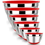 Mixing Bowls with Airtight Lids Set of 6, Stainless Steel Nesting Mixing Bowl...