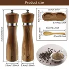 2 Pcs Portable Salt and Pepper Mill Set Wooden Seasoning Shaker Practical PaJww