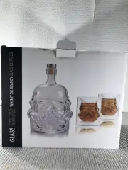 750ml Glass Whiskey/Brandy Bottle Set with 2 x 150ml Glasses