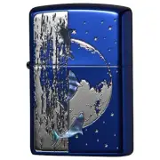 Dolphin Planet Blue Titanium Shell Inlay Zippo Oil Lighter MIB