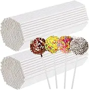 White Lollipop Sticks, 200 Count 6 Inch Reusable Cake Pop Sticks, Plastic Cake Lollipop Stick for Candy Making Accessories
