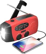 2.7V—4.2V Survival Radio - 5.08*2.36*1.97 Inches Hand Crank Battery, Portable Emer-gency Radio | Solar Powered Flashlight, Weather Alert Feature, AM/FM SOS Alarm for Emer-gency Preparedness, Hiking