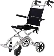 Lightweight Aluminium Wheelchair, Folding Trolley Frame Ultra Lightweight Device with Flip Up Armrests and Seat Belt-Weighs Only 6kg