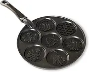 Nordic Ware 1915 Honey Bee Pancake Pan, Seven 3 Inch Cavities, Black