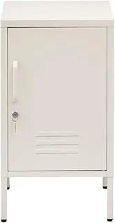 ArtissIn Bedside Table Side Table Metal Storage Cabinet Nightstand White MINI