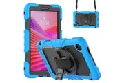 Lenovo Tab One/Tab K9 8.7 inch 2025 Stand Anti-Drop Case with Screen Protector & Shoulder Strap-LightBlue Black