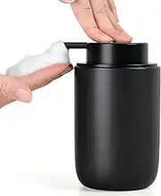 [Umlaca] Foaming Soap Dispenser Ceramic for Dish Soap,Hand Soap,Lotion Foaming Soap Pump 320ml/11oz for Bathroom,Kitchen (Black Foam Hand Soap Dispenser)