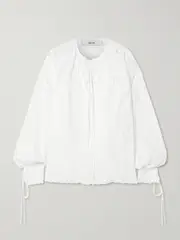 [Erdem] Erdem - Tie-neck Cotton-lace Blouse - Ivory - UK 14 UK 14 Ivory