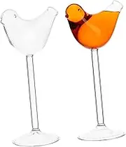 2pcs Bird Shape Wine Glasses Ribbed Cocktail Glasses Set Martini Glasses for Party