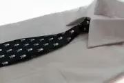 Kids Boys Black & White Patterned Elastic Neck Tie - Pirate Symbol