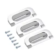 Finger Flush Pull Handle 74x34x5mm for Drawer Sliding Door Light Silver 3pcs