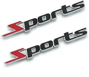 Pair Set Sports Metal Side Rear Trunk Tailgate Badge 3D Emblem Decal Sticker Fit for Universal Car SUV (Silver Red Black)