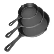 New 3Pcs Pre-Seasoned Cast Iron Skillet Set - 6/8/10in Non-Stick Frying Pans