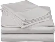 Olivialinen Waterbed Sheet Set-King/Calking Size-400 Thread Count, Ultra Soft 100% Cotton-4 Pcs Attached Waterbed Sheet Set, 15 Inch Deep Pocket (Light Grey Solid, King/Calking Size) Waterbed Sheet