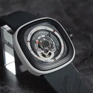 【SEVENFRIDAY】灰面 灰色橡膠錶帶 自動上鍊機械錶 男錶 母親節(P3-3)