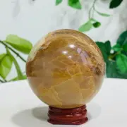 267g Natural Orange Moonstone Quartz Ball Crystal Sphere Meditation Healing