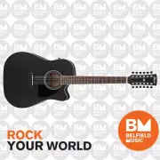 Ibanez AW8412CE Acoustic Guitar 12-String Dreadnought Black Pickup Cutaway