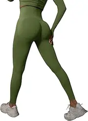 [Generic] Yoga Pants for Women Slim Fit Athletic Sweatpants Sexy Breathable Regular & Plus Size, Army Green, Medium