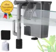 5W Hang on Aquarium Filter: Ultra Quiet 124 GPH Fish Tank Filter with Filter Spo