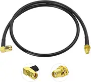 [Bingfu] Ham Radio Antenna Extension Relocation Cable SMA Male Right Angle to Female RG58 Coaxial Cable 1m 3 feet for BaoFeng Wouxun Icom Yaesu Vertex Standard Horizon Marine VHF Ham Radio