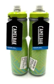 2 Pack Camelbak Podium Chill Water Bottle 24 FL Oz Ea. Lime/Blue Stripe