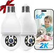 Light Bulb Security Camera 5G/2.4G,WiFi Bulb Security Cameras Wireless Outdoor, 2K Light Bulb Camera, AI Motion Detection Cameras for Home Security Outdoor,Smart Security Camera Compatible with Alexa