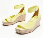Franco Sarto Leather Espadrille Wedges w/ Ankle Strap 9.5 Wide A395383 NIB! Fun!