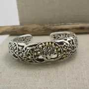 Sterling Silver 18K Accents Celtic Tree of Life Bracelet KEITH JACK Small Bangle