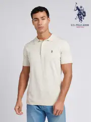 U.S. Polo Assn. Natural Mens Combed 100% Cotton Polo Shirt (F61797) | $115