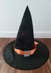 Happy Halloween Light UP Witch Hat (Black and Orange)