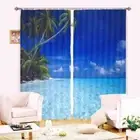 Dream Vacation Island 3D Blockout Photo Print Curtain Fabric Curtains Window