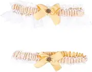 [FRCOLOR] Elegant Lace Garters Bowknot Elastic Thigh Rings Leg Decoration for Women's Dresses