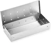 AIMALL Stainless Steel Smoke Box for BBQ - 8.7" x 3.8" x 1.7" Smoker Box for Outdoor Grilling, Fruit Wood, Bacon, and Meat Smoking