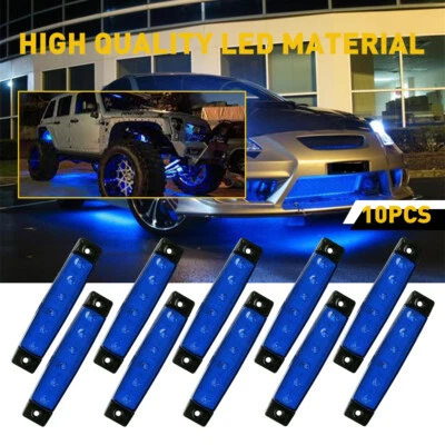 10pcs BLUE 6-LED Rock Lights 12V Underbody Wheel For JEEP Offroad Truck UTV ATV