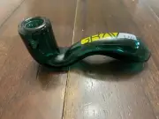 4" Grav Premium Glass Pipe Bowl Sherlock Clear Lake Green Logo Colors Vary