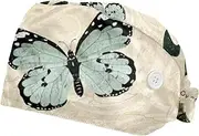 [FVQL] 2 Pack Scrub Caps Nurse Hats with Sweatband, Surgical Hats for Women, Vintage Pattern Eiffel Tower and Rose