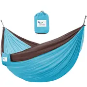 Parachute Camping Hammock - Turquoise & Chocolate