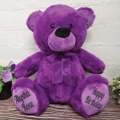 Birthday Teddy Bear 40cm Purple Plush |18th, 21st, 30th, 40th, 50th, 60th